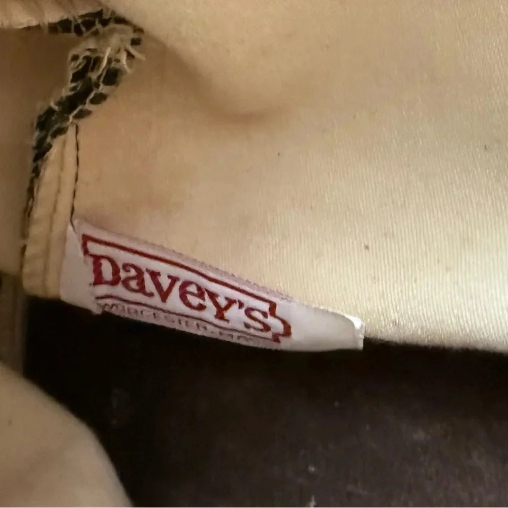 Vtg Davey’s‎ Hard to Find Black Rattan Leather Trim Carpenter’s Bag Handbag EUC